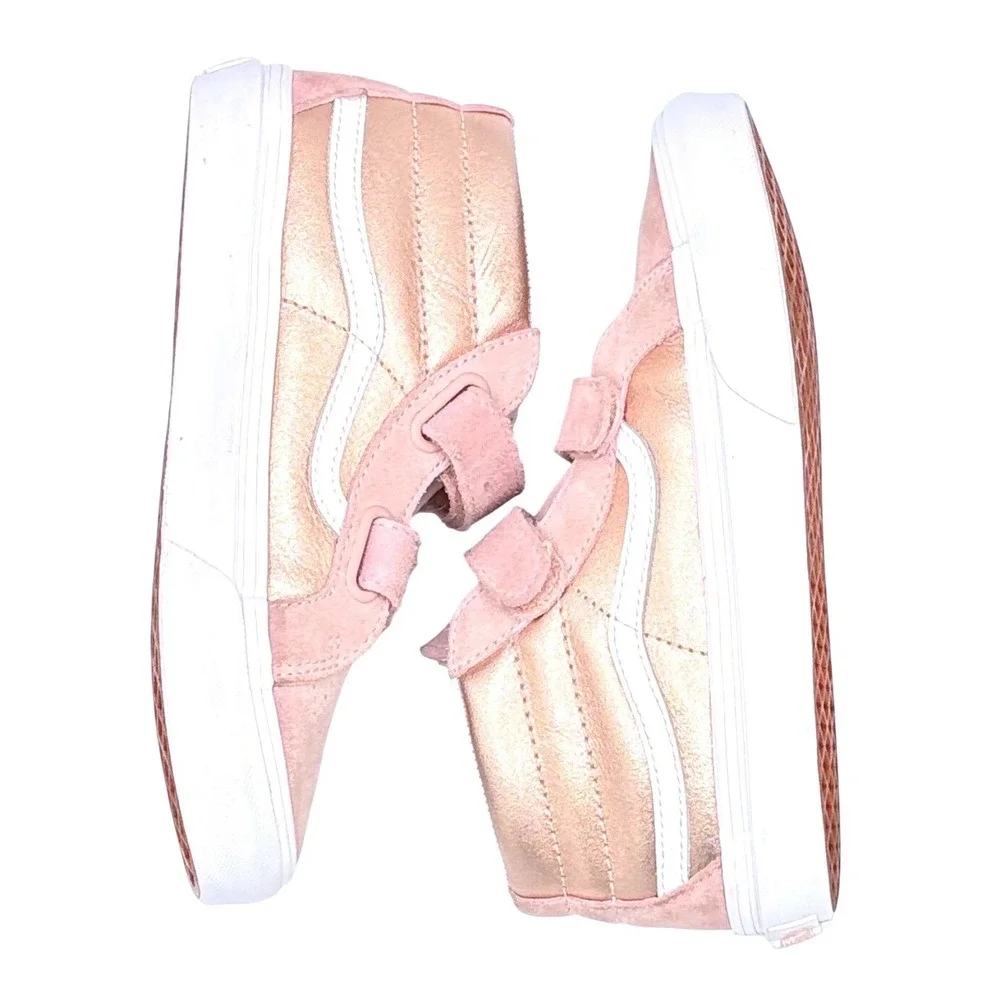 Vans Sk8-Hi Zip Toddler Shoes Rose Gold Pink Suede Hook and Loop Sz 3 US Kids‎